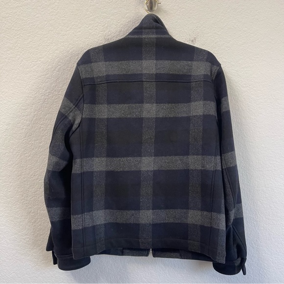 Theory Wyatt Plaid Checked Wool Jacket Navy Gray Size Large - Picture 3 of 7
